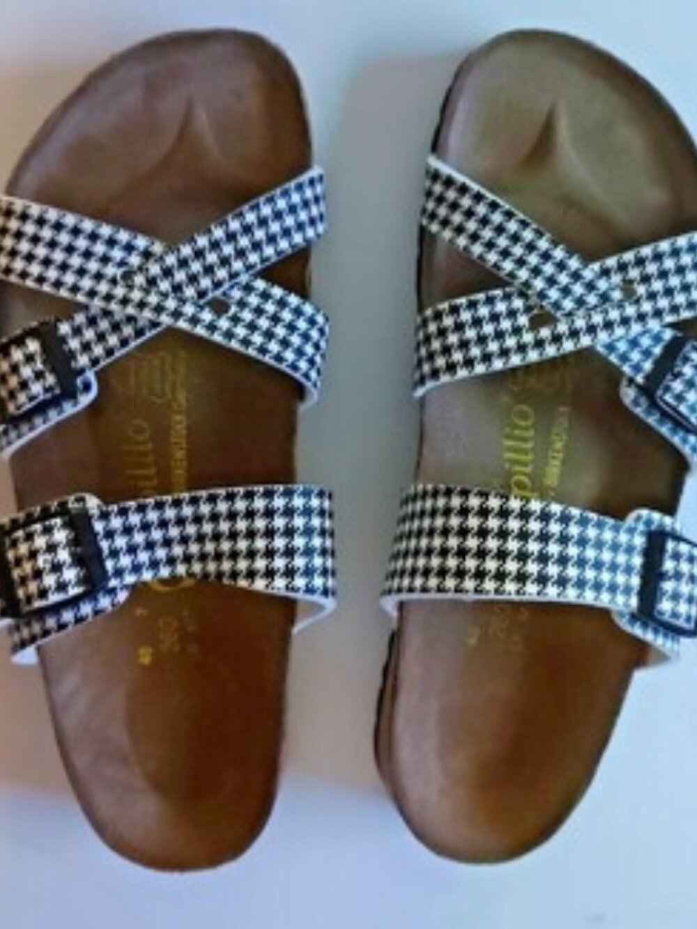PAPILLIO by Birkenstock Hounds tooth Cross Strap Sandals Size 40 Women 9